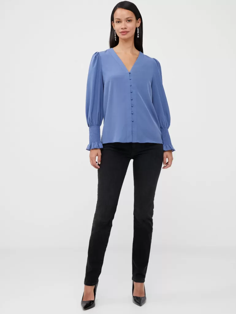 Crepe V-Neck Smocked Sleeve Blouse<FRENCH CONNECTION Cheap