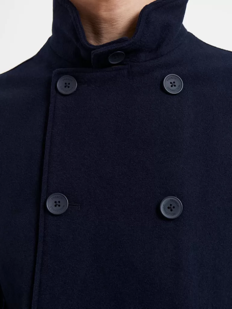 Double Breasted Funnel Neck Coat<FRENCH CONNECTION Clearance