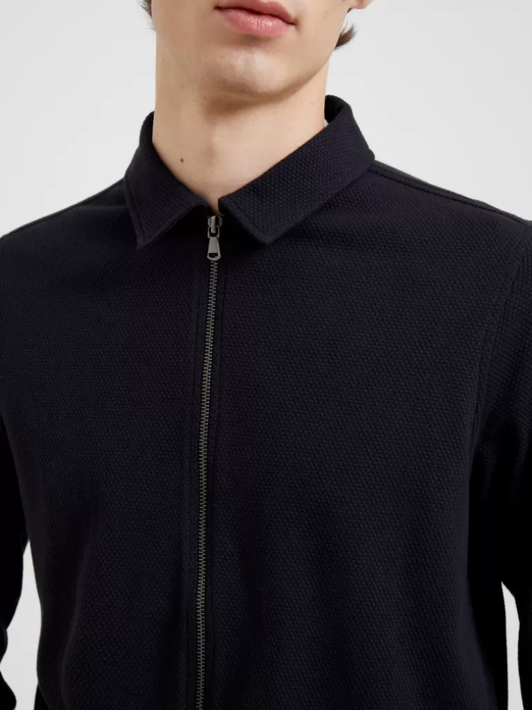 Popcorn Jersey Zip Through Shirt<FRENCH CONNECTION Cheap