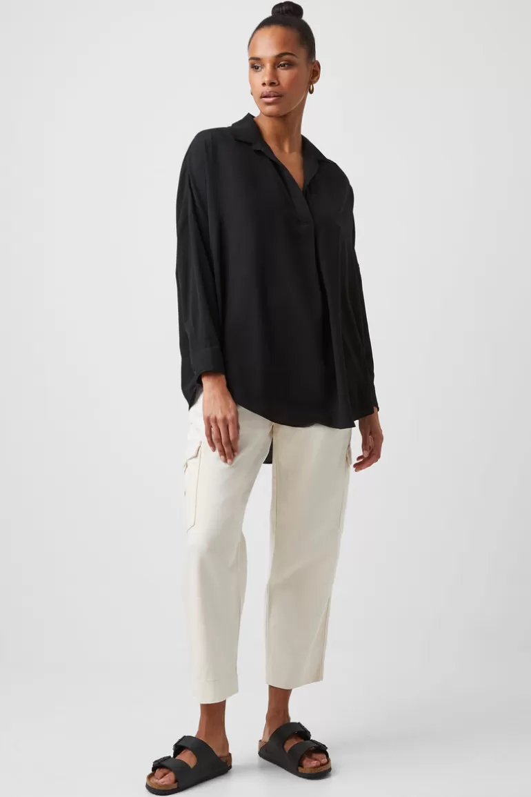 Rhodes Recycled Crepe Popover Shirt<FRENCH CONNECTION Clearance