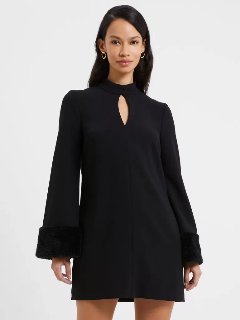 Whisper Ruth Faux Fur Trim Mini Dress<FRENCH CONNECTION Hot